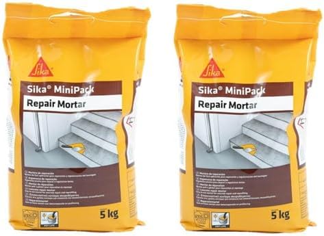 Sika Minipack Mortero de Reparación, listo para su uso, reforzado con microfibras sintéticas para reparar, regenerar reperfilado y regularización de superficies de hormigón, Gris, 5 kg (Paquete de 2)