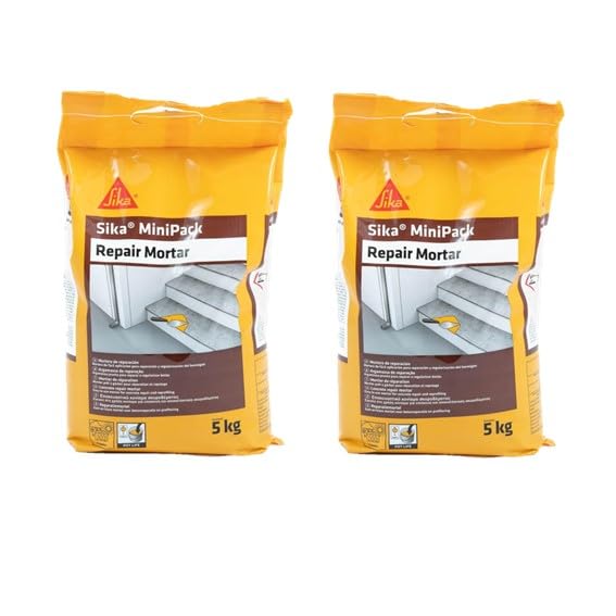 Sika Minipack Mortero de Reparación, listo para su uso, reforzado con microfibras sintéticas para reparar, regenerar reperfilado y regularización de superficies de hormigón, Gris, 5 kg (Paquete de 2)
