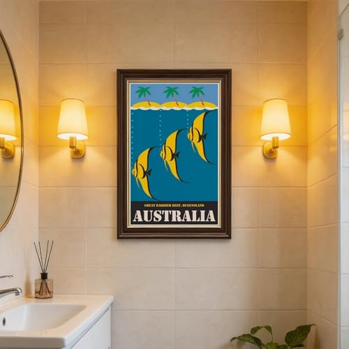 Grande barrière de corail affiche rétro pour habiller un petit mur vide