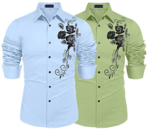 Image of Zombom Men's Regular Fit Cotton Blend Printed Full Sleeve Casual Shirts