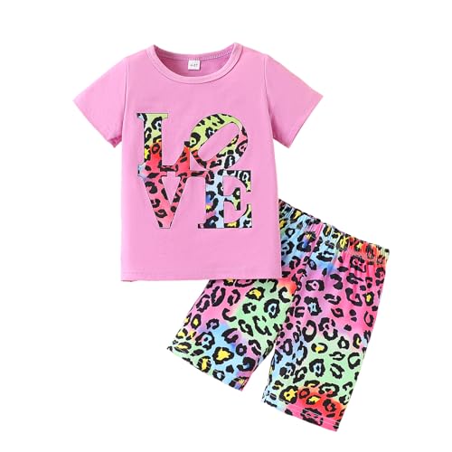 Image of Kid Toddler Girl Butterfly Printed Short Sleeve T-Shirt + Waist Shorts Set 2PC Clothing For Summer