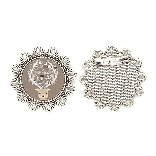 Broche de plata de ciervo con flores medium elegante para solapa