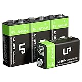 LP 9V Rechargeable Battery Pack, 4-Pack 800mAh Li-ion 9 Volt Battery for Alarms, Wireless Microphones, Smoke Detectors, Toys, Flashlights, Guitar, Keyboard & More