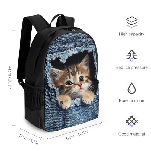 Supdreamc Men Women Polyester Cute Cat Daypack Backpack Large Capacity Carry On Bag With Smooth Zippers for Hiking Picnic Walking Cycling2