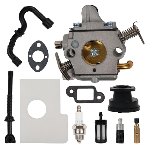 BlueStars MS170 Carburetor - Compatible with Stihl MS 170 MS 180 MS180 MS180C 017 018 Chainsaw - Replaces Zama C1Q-S57 C1Q-S57A C1Q-S57B 1130-120-0603 with Air Filter Fuel Oil Line Spark Plug Kit