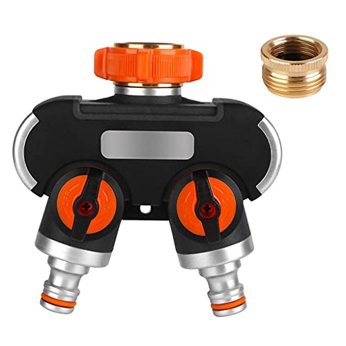 Image of HASTHIP Garden Hose Pipe Connector - Metal Thread Faucet Adapter - Garden Hose /Water Spigot Splitter - PVC Hose Splitter 2 Way Heavy Duty - Outdoor Faucet Splitter for Garden /Lawn Drip Irrigation