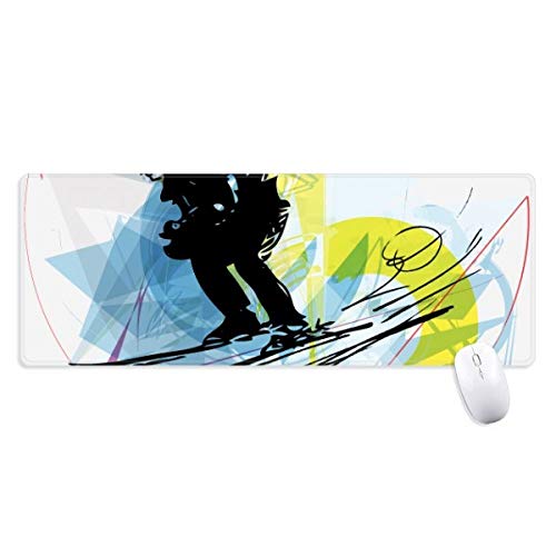 Tapis de souris de ski aquarelle grand format XXL antidérapant pour bureau
