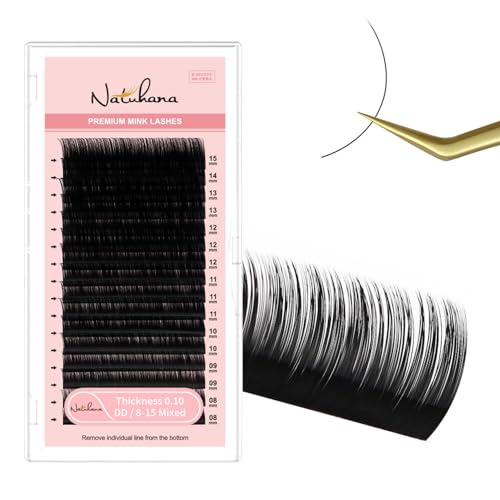 NATUHANA Classic Volume Lash Extensions 0.10 DD Curl 8-15mm Mix Tray Black