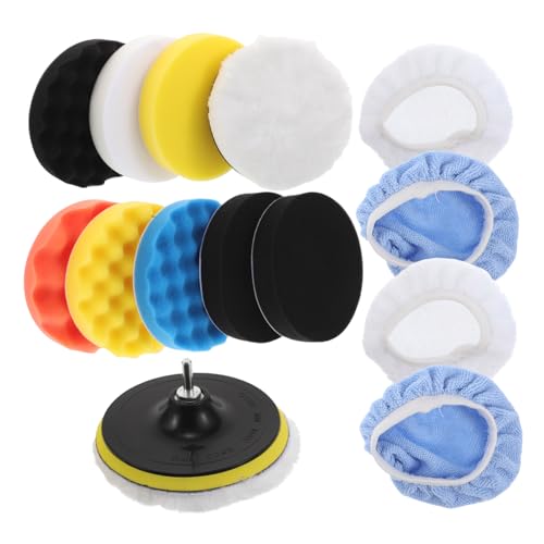 ASAKKURA Kit De Almohadillas De Esponja Para Pulir De Abrillantado Para Coche, Accesorio De Pulido De Taladro Para Muebles De Coche, Rueda De Pulido De Vidrio Para Taladro, 16 Uds.