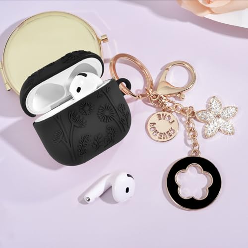 Image of Floral Case for Apple Airpods iPods 4 Case Cover Women-VISOOM 2025 3D Silicone Airpod iPod 4th Generation Protective Cases Cute with Keychain for AirPod Earbuds 4th Gen Wireless Charging Cases