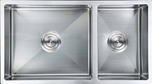 Ancona An-3323 Prestige Series 32" Undermount 70/30 Double Basin Kitchen Sink With Grids And Strainers In Stainless Steel With Satin Finish #TOP1