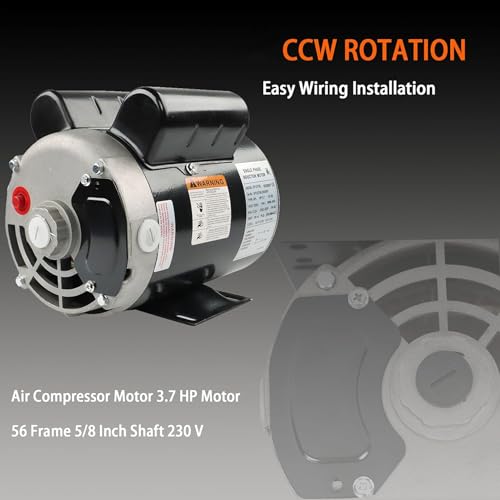 Image of Air Compressor Motor 3.7 HP Motor 56 Frame 5 /8 Inch Shaft 230 V