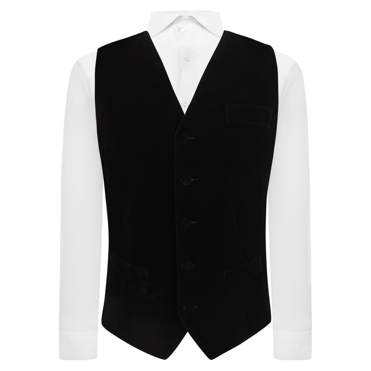 King & Priory Black Velvet Waistcoat - XXL