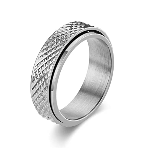 6MM Men and Women Stainless Steel Ring, Spinner Fidget Stress Rings for Anxiety