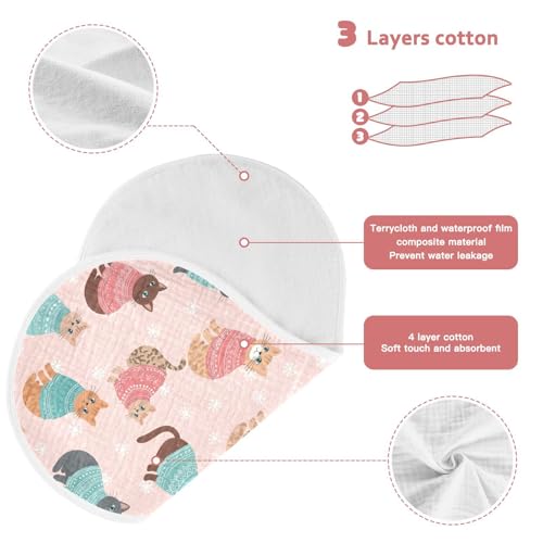 2 Pack Muslin Burp Cloths Cats Winter Pink Cotton Baby Burp Cloths Extra Absorbent and Soft Thick Burping Cloth for Newborn Must Haves, Large 22" x 11"3