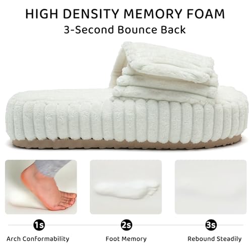 WateLves Cute Bow Slippers for Women Memory Foam Corduroy Open Toe Slide Slippers Ladies Cross Band House Shoes for Indoor Outdoor2