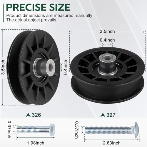 532194326 V-Groove Idler Pulley and 532194327 Flat Idler Pulley Kit Replaces Husqvarna 194327,194326,280-6630,280-6590,705080,13179,705079,for Husqvarna Lawn Mowers/Tractors