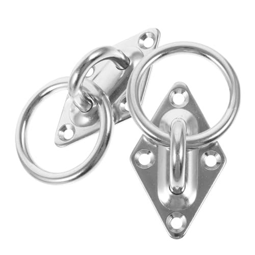 Sosoport 2pcs Stainless Steel Diamond Pad Eye Plates M6 Tie down Anchors Ceiling Hooks Heavy Duty Round O-ring Mounting Plates for Trailer Truck Cargo Securing