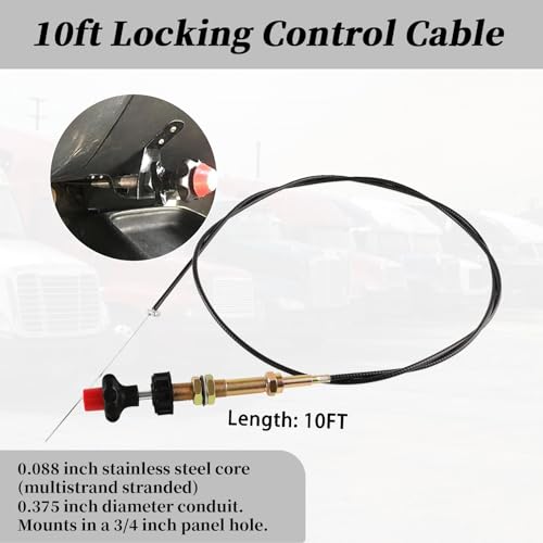 Image of VCGTX10 /55204 10FT Heavy Duty Vernier Locking Throttle Cable /Adjustable Locking Control Cable (Pack of 2)