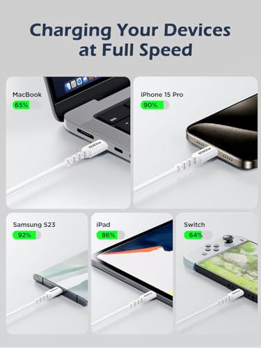 USB C to USB C Cable, 100W [2-Pack 6.6FT] Type C to C Fast Charging Cable USBC to USBC c Charger Cord for iPhone 15 Pro Max Sam sung Galaxy S24 S23 S10 S9 iPad Pro 12.9 11 Air MacBook Air Pro ,pixel — view 2