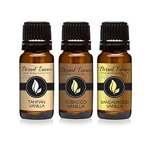 Image of Trio - Tahitian Vanilla & Tobacco Vanilla - Premium Fragrance Oil - Sandalwood Essential Oil - 3 x 10ML