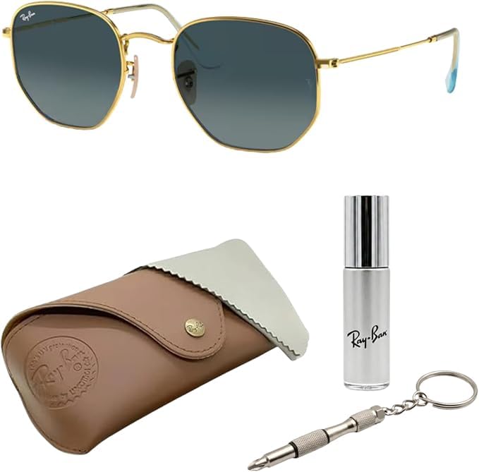 Image of Ray-Ban RB3548N HEXAGONAL FLAT LENSES Square-Round Shape Sunglasses for Men & Women with Official Eyewear Kit