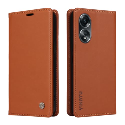 YBFJCE Case for Oppo A58 4G PU Leather Wallet Cover,Flip Folio Case with Card Holders,Magnetic Phone Cover Compatible with Oppo A58 4G,Yellow Brown