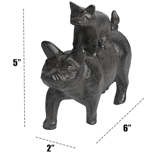 Estatua de cerdos apilados de hierro fundido de 5 pulgadas miniatura 5