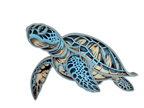 Handmade 3D Sea Turtle Wall Decor – Nautical Layered Wood Art for Beach House, Office, or Gallery Wall