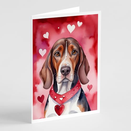 Caroline's Treasures DAC5262GCA7P American English Coonhound My Valentine Greeting Cards Pack of 8 Blank Cards with Envelopes Whimsical A7 Size 5x7 Blank Note Cards