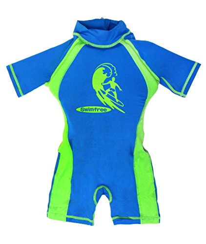 Swimfree Boys Blue/Green Floating Swimsuit Sun Protection Swim Suit Spf+50 Flotation Suit Size Smallmall For Kids Age 1.5-3.5 Years Old