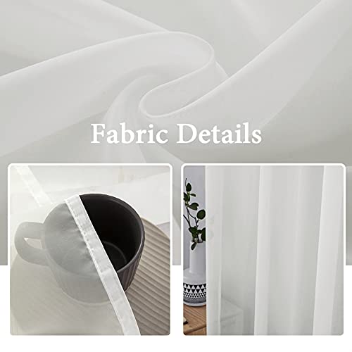 MIULEE 2 Panels Solid Color Sheer Window Curtains Elegant Window Voile Panels/Drapes/Treatment for Bedroom Living Room (54X108 Inches Ivory) by MIULEE - Image 3