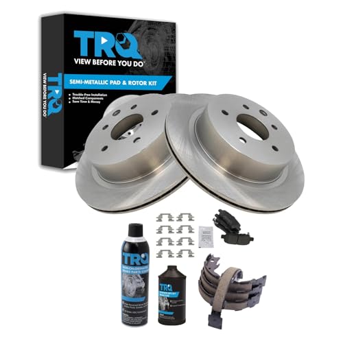Image of TRQ Rear Brake Pad & Rotor Kit Semi-Metallic Compatible with 2011-2022 Nissan LEAF 2008-2013 Rogue 2014-2015 Rogue Select