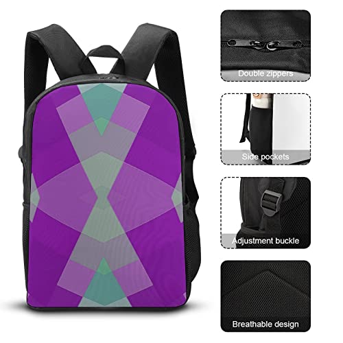 Sac à dos d'école imprimé 3D géométrique original de 17" - 7