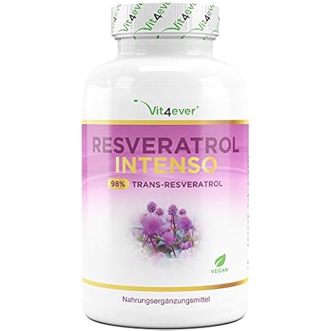 Resveratrol mit 500 mg pro Kapsel - Premium: 98% Trans-Resveratrol aus japanischem Staudenknöterich Wurzel-Extrakt - 60 Kapseln - Laborgeprüft - Hochdosiert - Vegan Cover