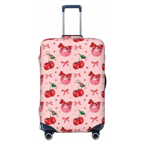 Travel Luggage Cover Cherry Disco Ball Bows, High Elasticity Washable Travel Baggage Protector Case Fits 22-24 in