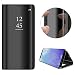 Produktbild Artfeel Spiegel Hülle für Samsung Galaxy J6 Plus,Samsung Galaxy J6 Prime Handyhülle Leder Schwarz Schutzhülle, Mode Slim Fit Hart Flip Stoßfest Schale mit Standfunktion Make Up Spiegel klar Abdeckung
