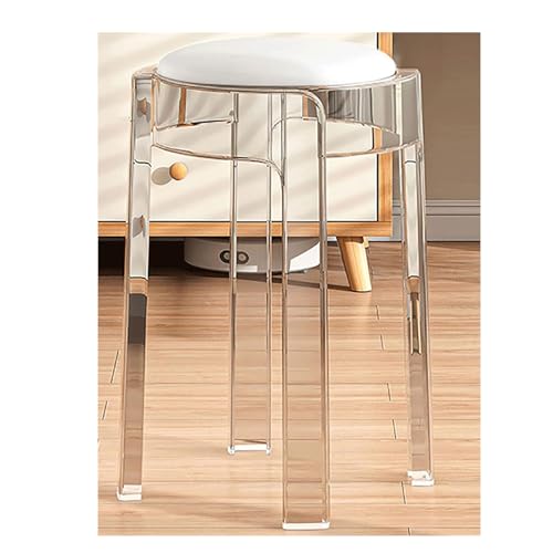 MESCXTY Taburete de Bar apilable de acrílico, Moderno, Transparente, sin Respaldo, de 45 cm de Alto, pequeño, sin Brazos, para Cocina y Comedor.