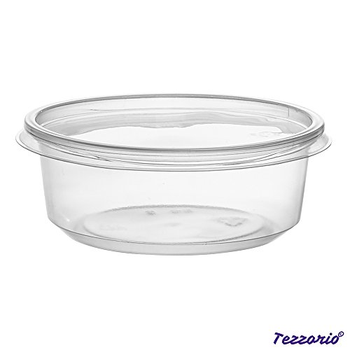 (100 Pack) 8 oz Deli Containers with Lids Combo, BPA-Free Translucent Plastic Deli Food Storage Containers with Lids, to Go/Take Out Food Containers by Tezzorio