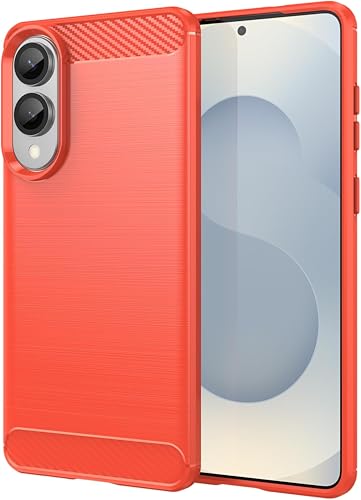 Image of Soft Carbon Fiber TPU Slim Military Grade Drop Protection Case Cover Compatible with Samsung Galaxy S25 Edge 5G (2025) (Carbon Red)