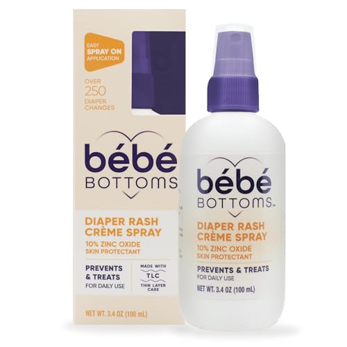Bébé Bottoms Diaper Rash Cream Spray - Paraben, Dye & Fragrance Free, No-Rub Touch Free Application for Sensitive Skin - Quick Relief & Comfort (100 ml)