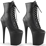 BIUDSTR Niedrige Damenstiefel, 20 cm High Heel Stiletto, Absatz Plateau Pole Dance Stiefel Geeignet für Model-Laufstege und Shows der darstellenden Künste,MatteBlack-36