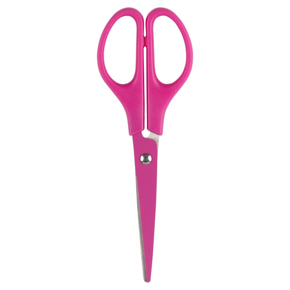 JAM PAPER Arts &amp; Crafts Scissors - 6 3/4 Inch - Fuchsia Pink - Ergonomic Handle &amp; Stainless Steel Pointed Tip Blades - Sold Individually