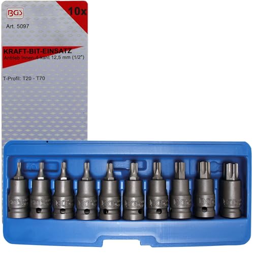 BGS 5097 | Kraft-Bit-Einsatz-Satz | 12,5 mm (1/2) | T-Profil (für Torx) T20 - T70 | 10-tlg.