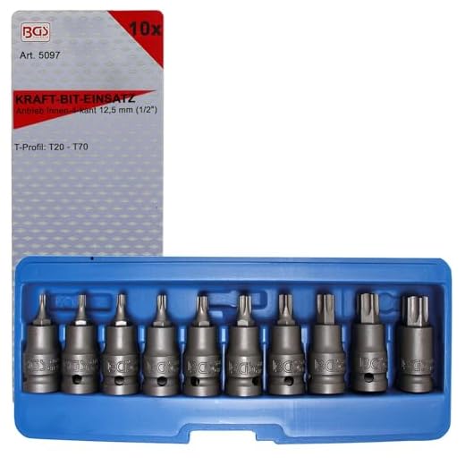 BGS 5097 | Kraft-Bit-Einsatz-Satz | 12,5 mm (1/2") | T-Profil (für Torx) T20 - T70 | 10-tlg.