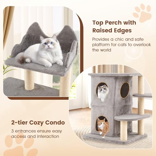 Árbol para gatos de 48.5 pulgadas con múltiples niveles y postes rascadores miniatura 5