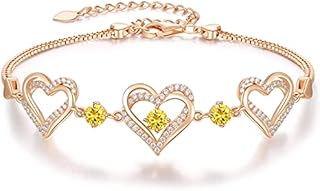 CDE Heart Women Bracelets Birthstone Jewellery for Women 925 Sterling Silver Charm Bracelet Adjustable Wedding Anniversary Birthday Jewelry Gifts for Her Girls Wife Girlfriend