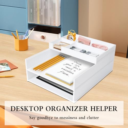 Dadabig A4 Schreibtisch Organizer, 3-Tier Stapelbar Dokumentenablage Briefablage für Büro Schule Office (Weiß)
