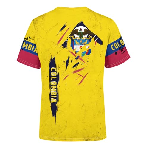 BJU Colombia Flag T-Shirt Flag Badge Graphic Tee 3D Printed Crewneck Short Sleeve Casual Top Unisex2
