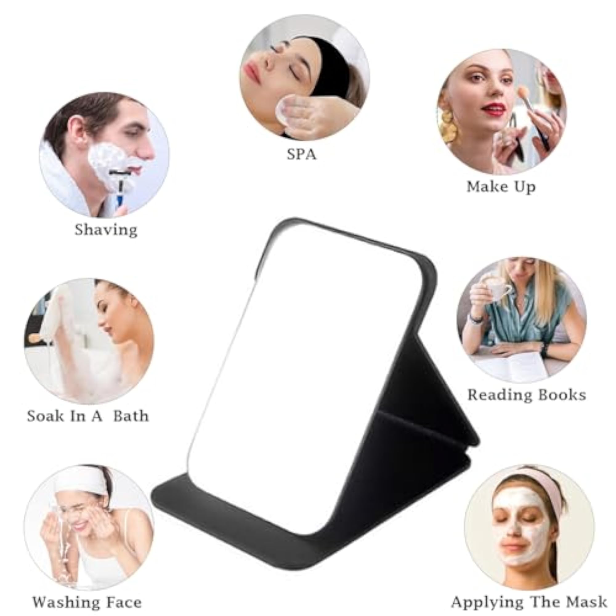 Portable Folding Mirror with Adjustable Stand